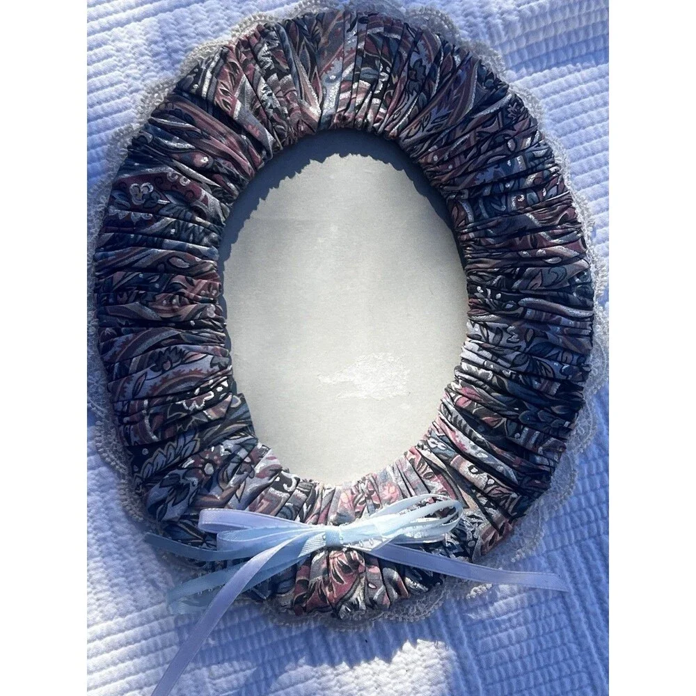 Handmade Paisley Fabric Photo Frame Lace Trim 11x9 Cottagecore Picture Holder